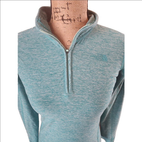 Sm Teal North Face Quarter Zip With Thumb Loopholes - Picture 2 of 8